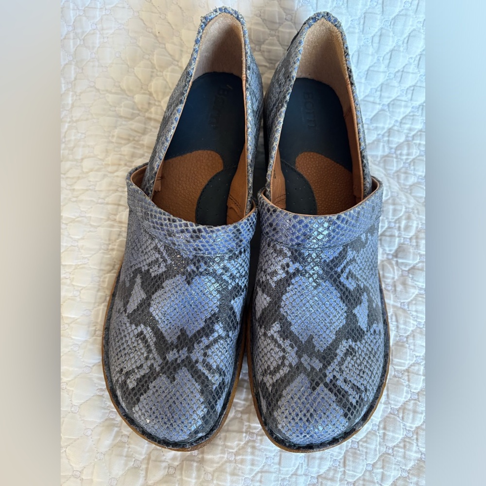 Born Blue Snakeskin Pattern Clogs - image 2